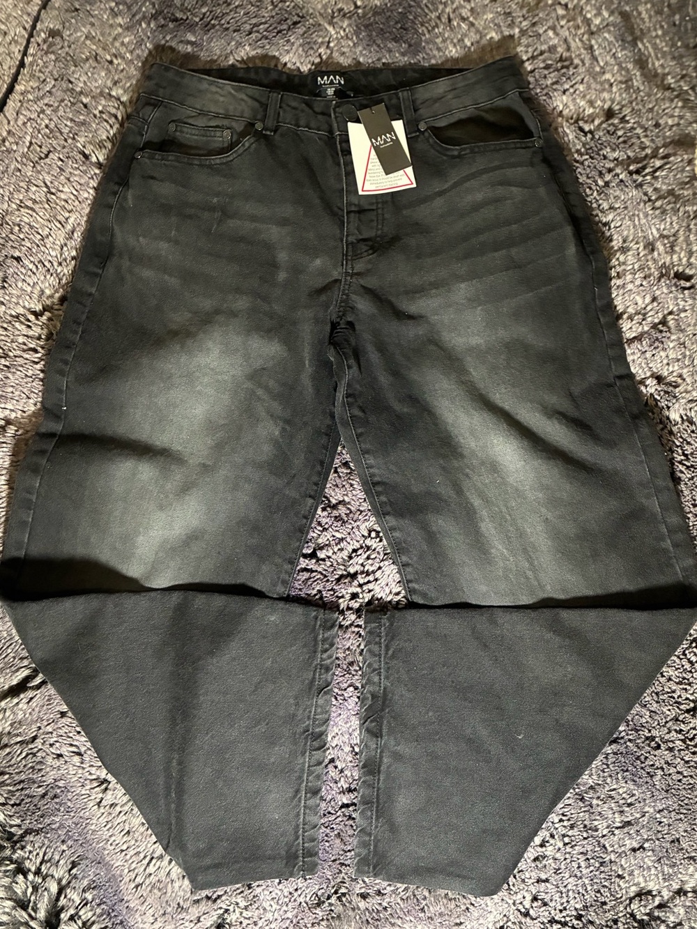 Black Denim Baggy Jeans - Classic Stretch Denim